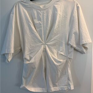 Isabel Marant Cream Twist-Front Short Sleeve Tee